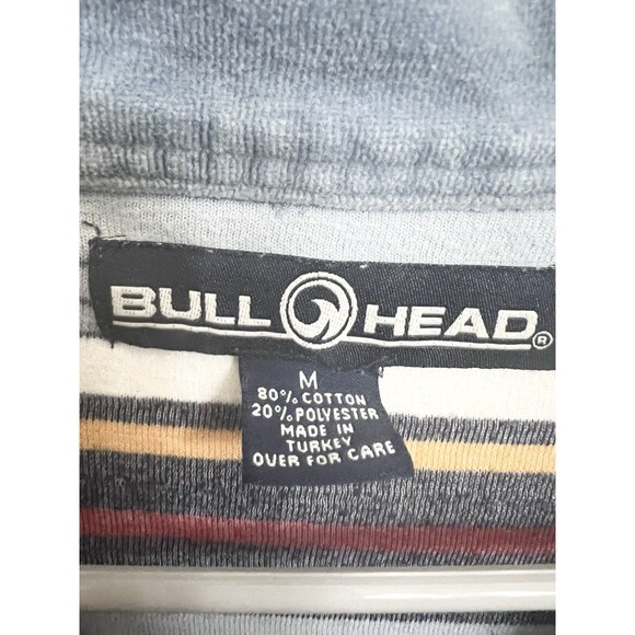Vintage BULLHEAD Polo Shirt Medium Velvet Texture Stripe Made in Turkey Velour - Picture 4 of 6